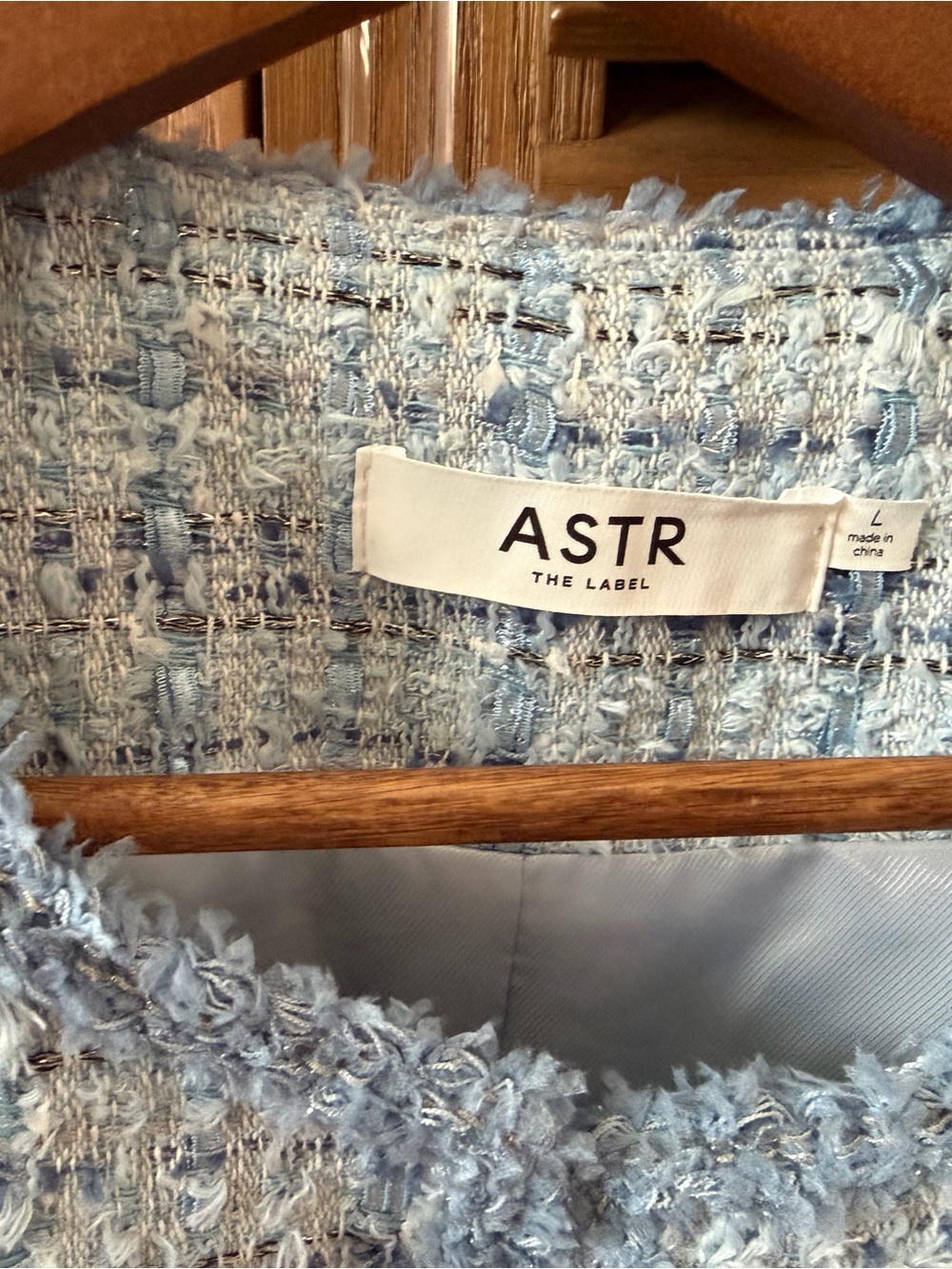 ASTR Powder Blue Tweed Cropped Blazer - Picture 2 of 5